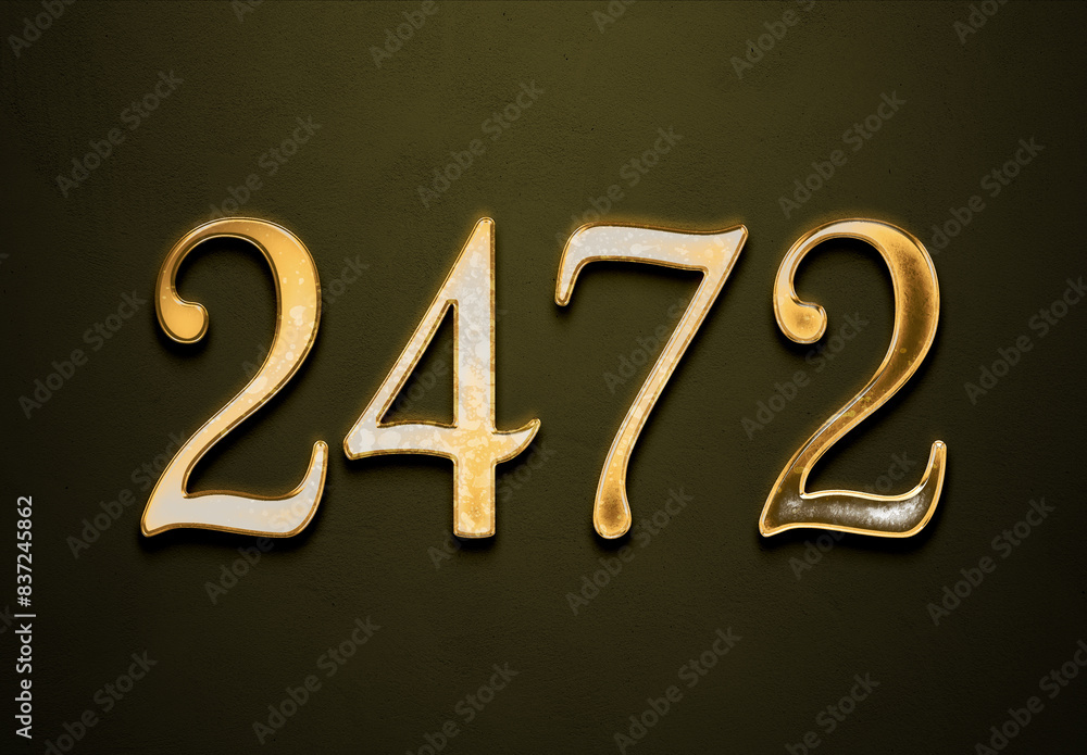 Old gold effect of 2472 number with 3D glossy style Mockup. Old gold effect of 2472 number with 3D glossy style Mockup.