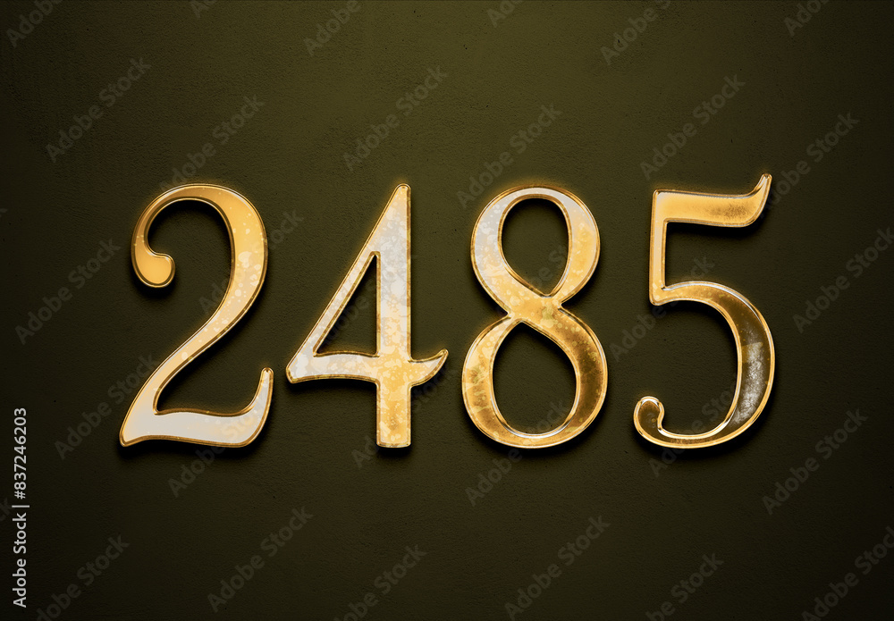 Old gold effect of 2485 number with 3D glossy style Mockup. Old gold effect of 2485 number with 3D glossy style Mockup.