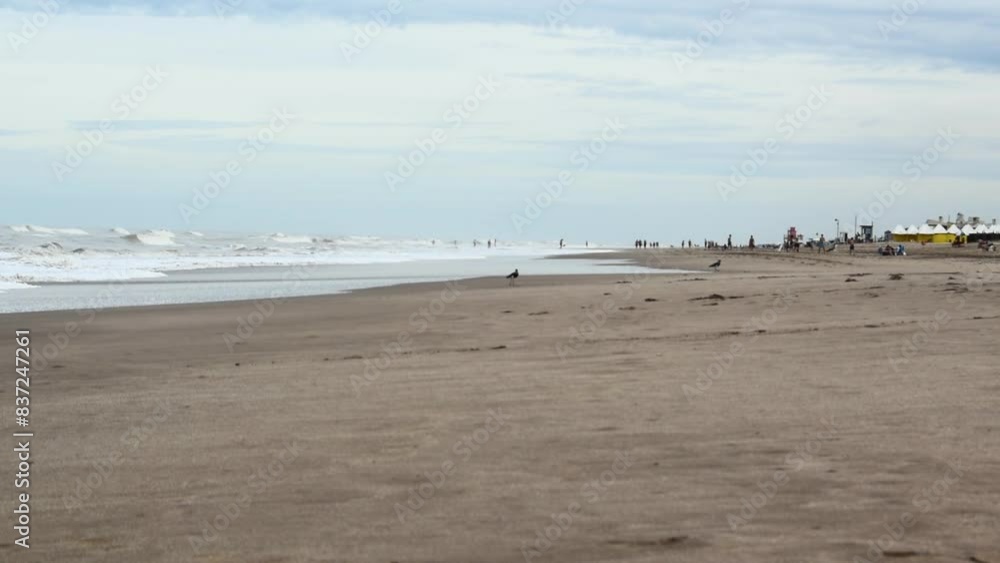 Shore and waves breaking on the Atlantic Ocean, on the beach in Argentina Shore and waves breaking on the Atlantic Ocean, on the beach in Argentina