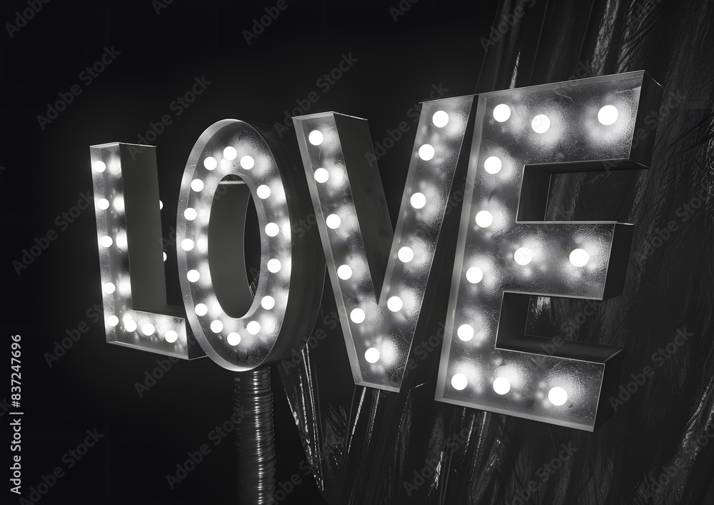 Fototapeta premium Illuminated Love Signage in Dim Light Setting