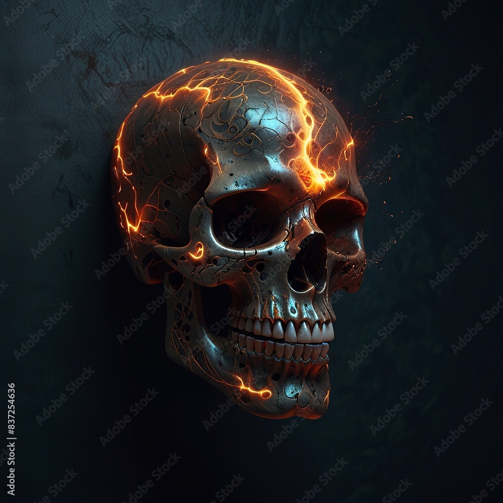 Free Photo New 3D Skull fire and smoke for tattoo or background design