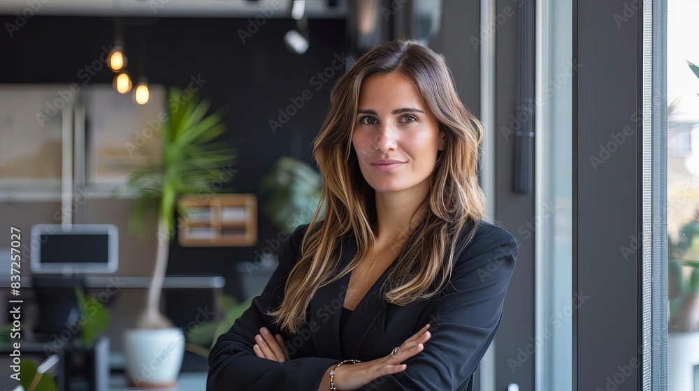 confident young businesswoman standing in her modern office portrait photography confident young businesswoman standing in her modern office portrait photography