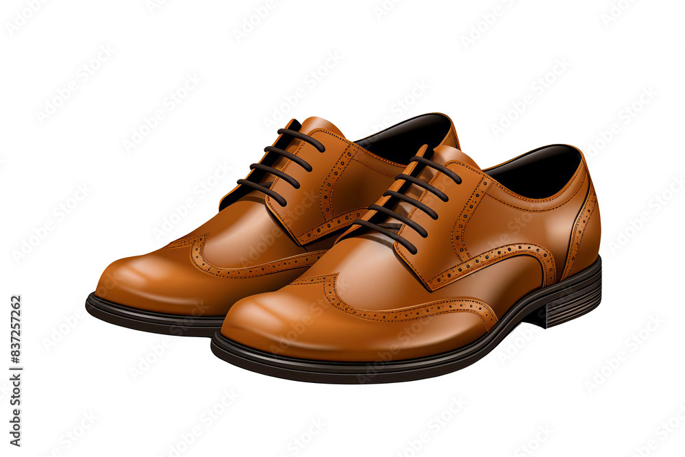 A pair of brown leather dress shoes with black laces. The shoes are polished and have a formal look. A pair of brown leather dress shoes with black laces. The shoes are polished and have a formal look.