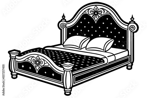 bed silhouette vector illustration