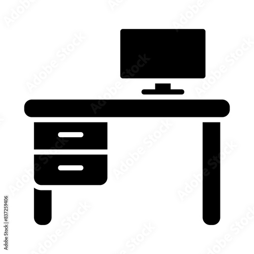 Office desk vector icon. Table sign