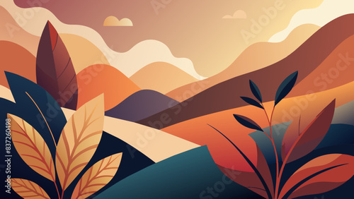 Tranquil Sunset Hues Over Serene Mountain Landscape