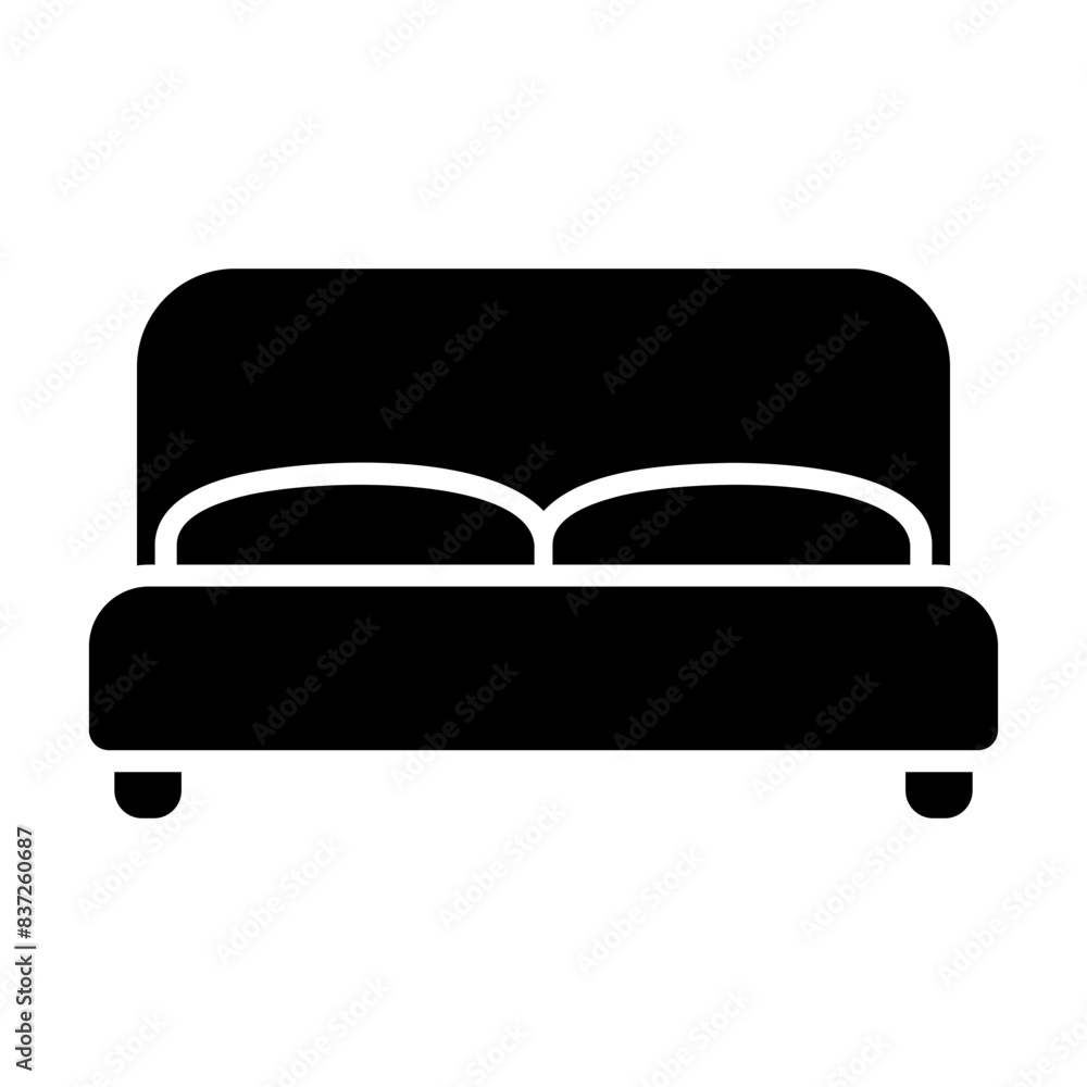 Big bed vector icon. Furniture sign Big bed vector icon. Furniture sign