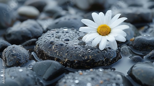 Natural flower and stone in garden isolated on white background. ai generated