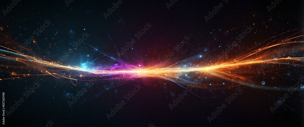 Obraz premium Colorful Energy Streams in Dark Space