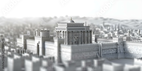 3D Rendering of Herod's Second Temple A Symbol of Jewish Tradition. Concept Jewish Traditions, Herod's Temple, Historic Symbolism, 3D Rendering, Architectural Heritage photo