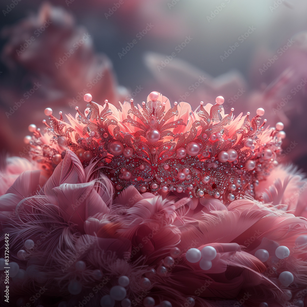 couronne de perles rose sur coussin de plume couronne de perles rose sur coussin de plume