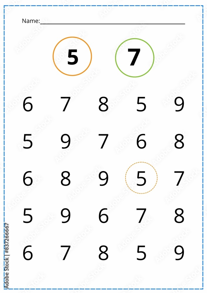 A printed sheet of a workbook with numbers. Logical work in mathematics. geometric shapes. Vector illustration. A printed sheet of a workbook with numbers. Logical work in mathematics. geometric shapes. Vector illustration.