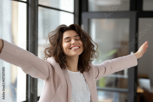 Free Download happy woman with arms spread - GFXLoad
