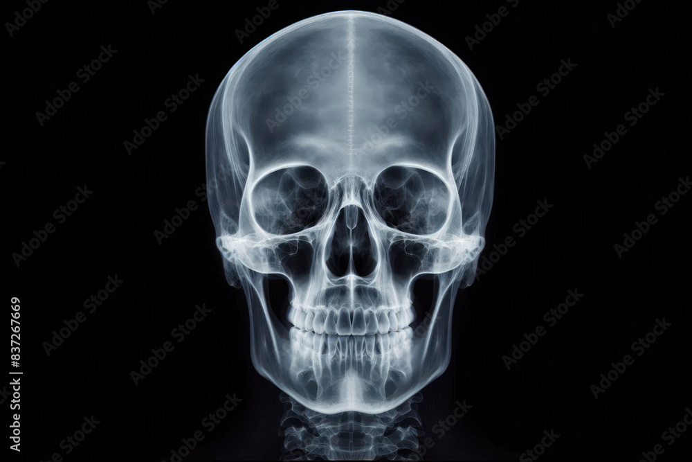 X-ray image human skull isolated background X-ray image human skull isolated background