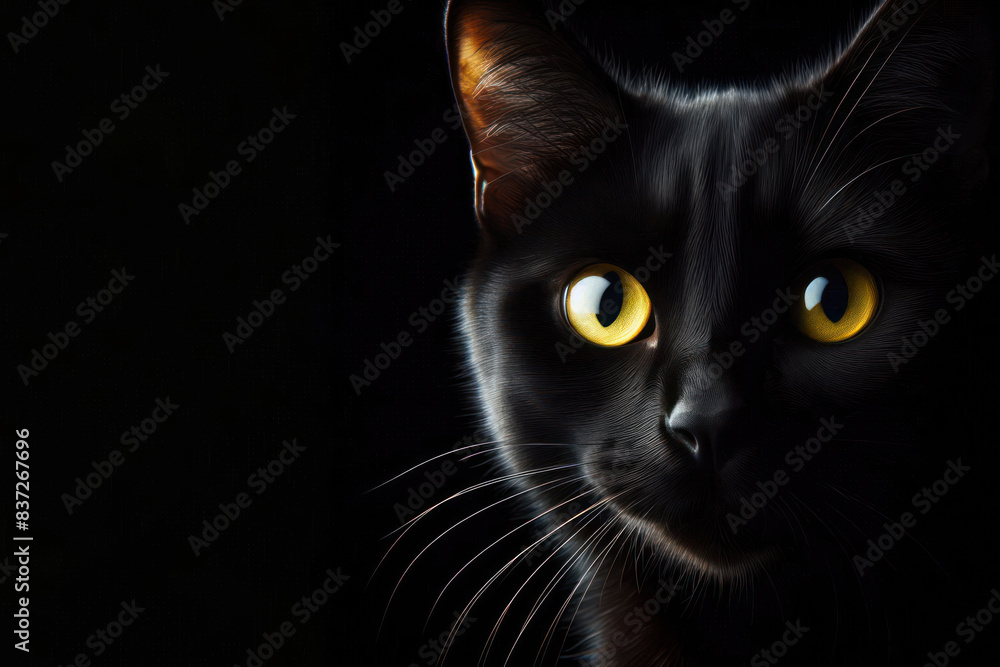 a black cat with yellow eyes a black cat with yellow eyes