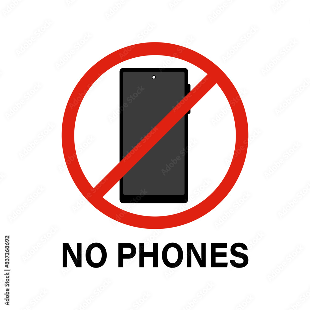 A forbidding sign for the use of phones and gadgets. A forbidding sign for the use of phones and gadgets.