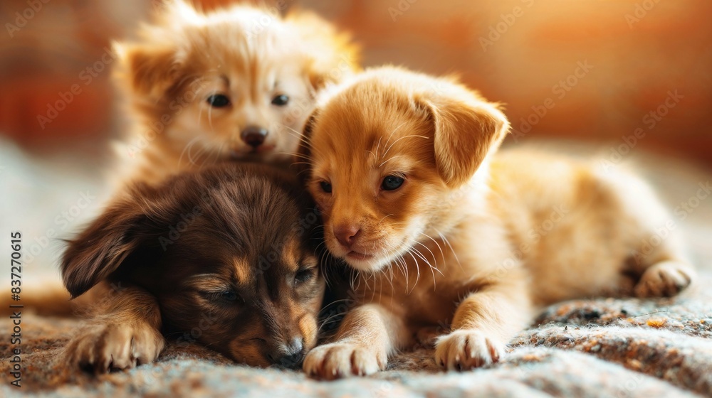 Adorable Group of Puppies Cuddling Together Adorable Group of Puppies Cuddling Together