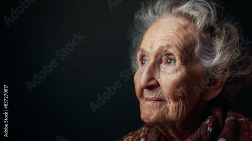 Elderly Woman with Thoughtful Expression, Reflective Mood, Portrait