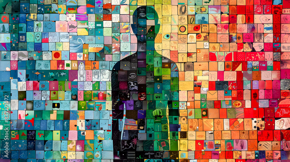 Fototapeta premium Abstract Contemporary Art A Vibrant and Dynamic Composition Featuring Bold Geometric Shapes and Rich Colors, Perfectly Capturing Modern Artistic Expression and Creativity for an Eye-Catching Visual