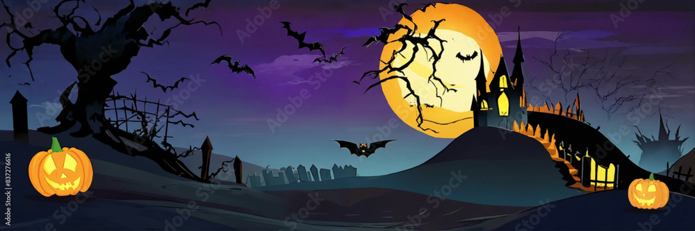 Fototapeta premium Halloween Scene With Castle Background-photoaid