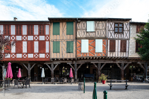 Architecture of the medieval village of Mirepoix in Languedoc Roussillon in the south of France photo