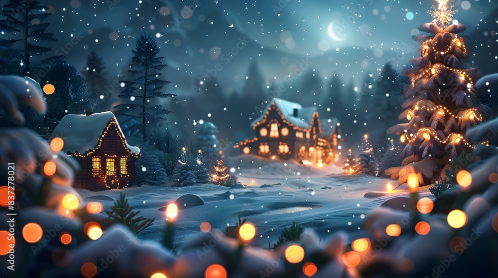 Fototapeta premium Christmas Eve Snowy Night