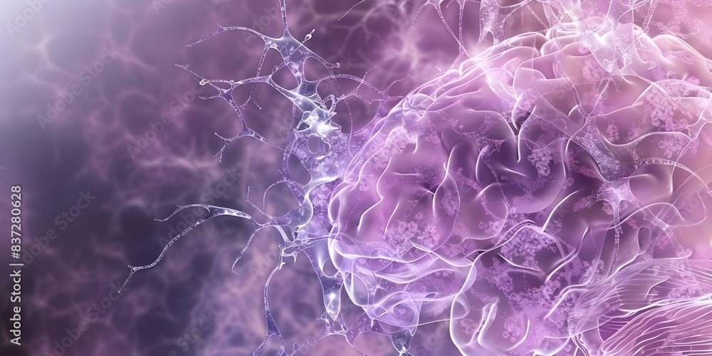 Illustration of Human Brain with Alzheimer's Disease CrossSection