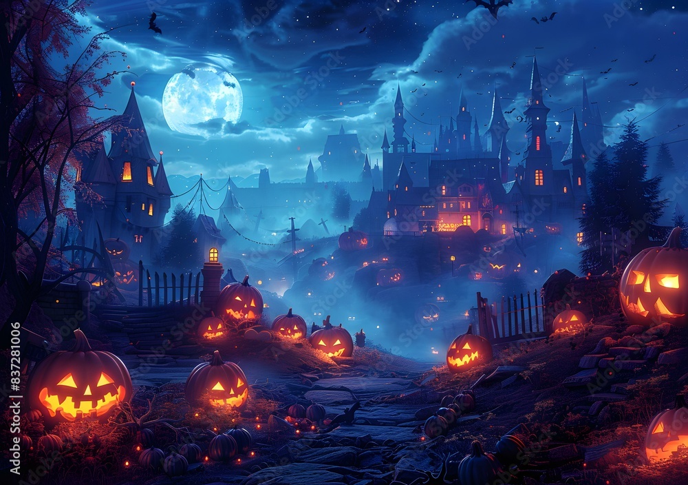 Obraz premium Halloween Pumpkin Town