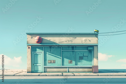 The store icon has a long shadow and a flat appearance.