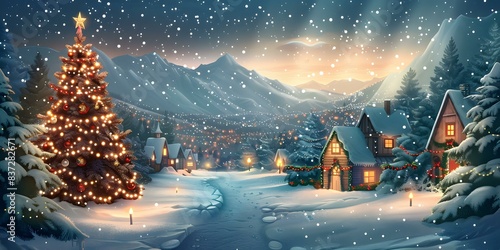 Christmas Village in Snowy Landscape