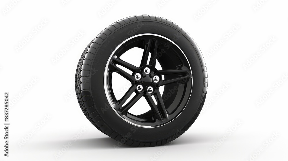 A car wheel is depicted on a white background. A car wheel is depicted on a white background.
