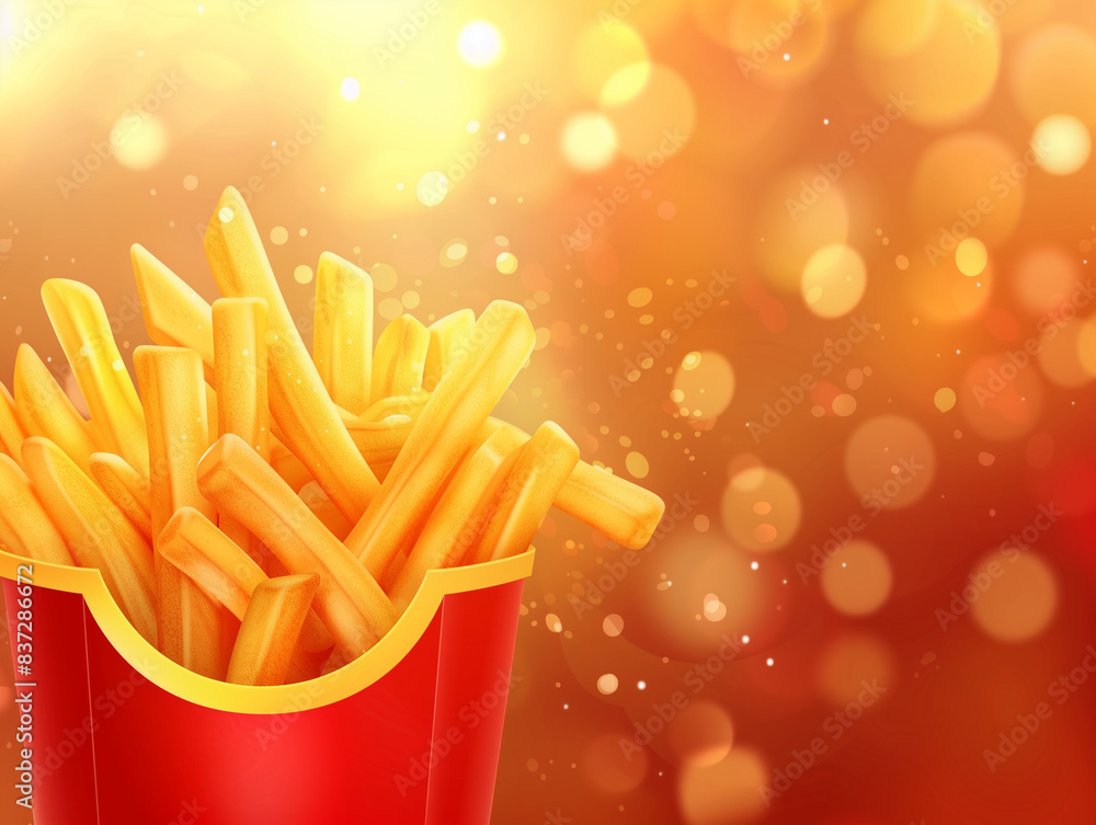 Crispy French Fries with Golden Bokeh Crispy French Fries with Golden Bokeh