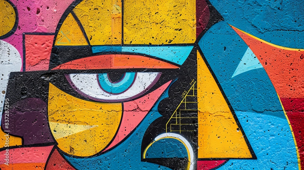 Naklejka premium Abstract Geometric Street Art Exploration