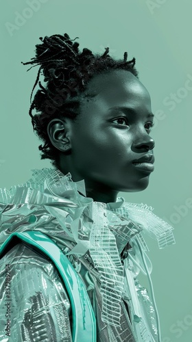 Futuristic Fashion Portrait of a Woman in Avant-garde Transparent Plastic Outfit.