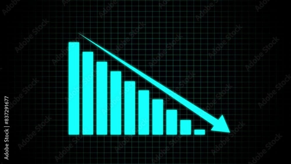 Abstract decreasing business graph chart animation background. Bad Economy Recession Graph Chart Chalkboard Style. Abstract decreasing business graph chart animation background. Bad Economy Recession Graph Chart Chalkboard Style.