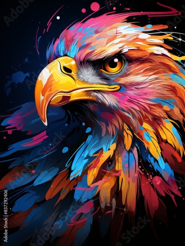 Colorful Eagle Head Vector T-Shirt