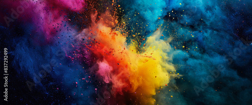 Explosive burst of colorful powder in dark background © Mr. Stocker