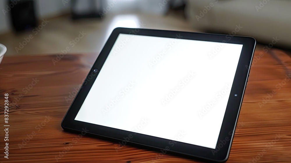 White backdrop and blank white screen of a tablet computer White backdrop and blank white screen of a tablet computer