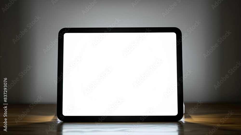 White backdrop and blank white screen of a tablet computer White backdrop and blank white screen of a tablet computer
