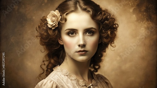 Victorian era portrait of a young woman in sepia tones