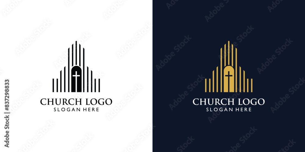 Simple church logo design with unique concept, Premium vector Simple church logo design with unique concept, Premium vector
