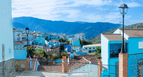Canvastavla Visiting of blue Smurfs Village in Juzcar, Spain