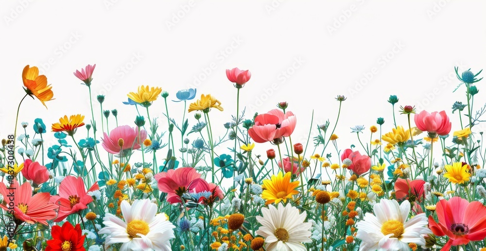 Watercolor Illustration of a Vibrant Wildflower Meadow Watercolor Illustration of a Vibrant Wildflower Meadow