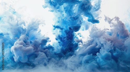 Blue And White Ink Swirling In Water