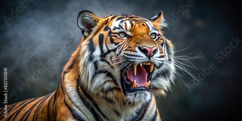 Roaring tiger isolated on background