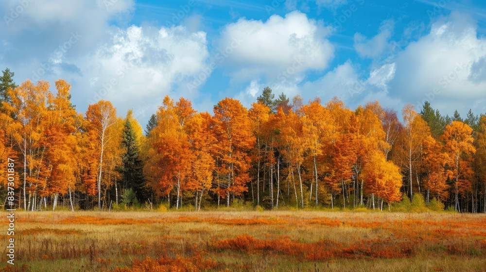 Fototapeta premium autumn landscape with trees and sky