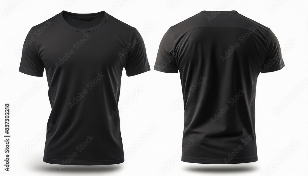 Black t-shirt front and back view Black t-shirt front and back view
