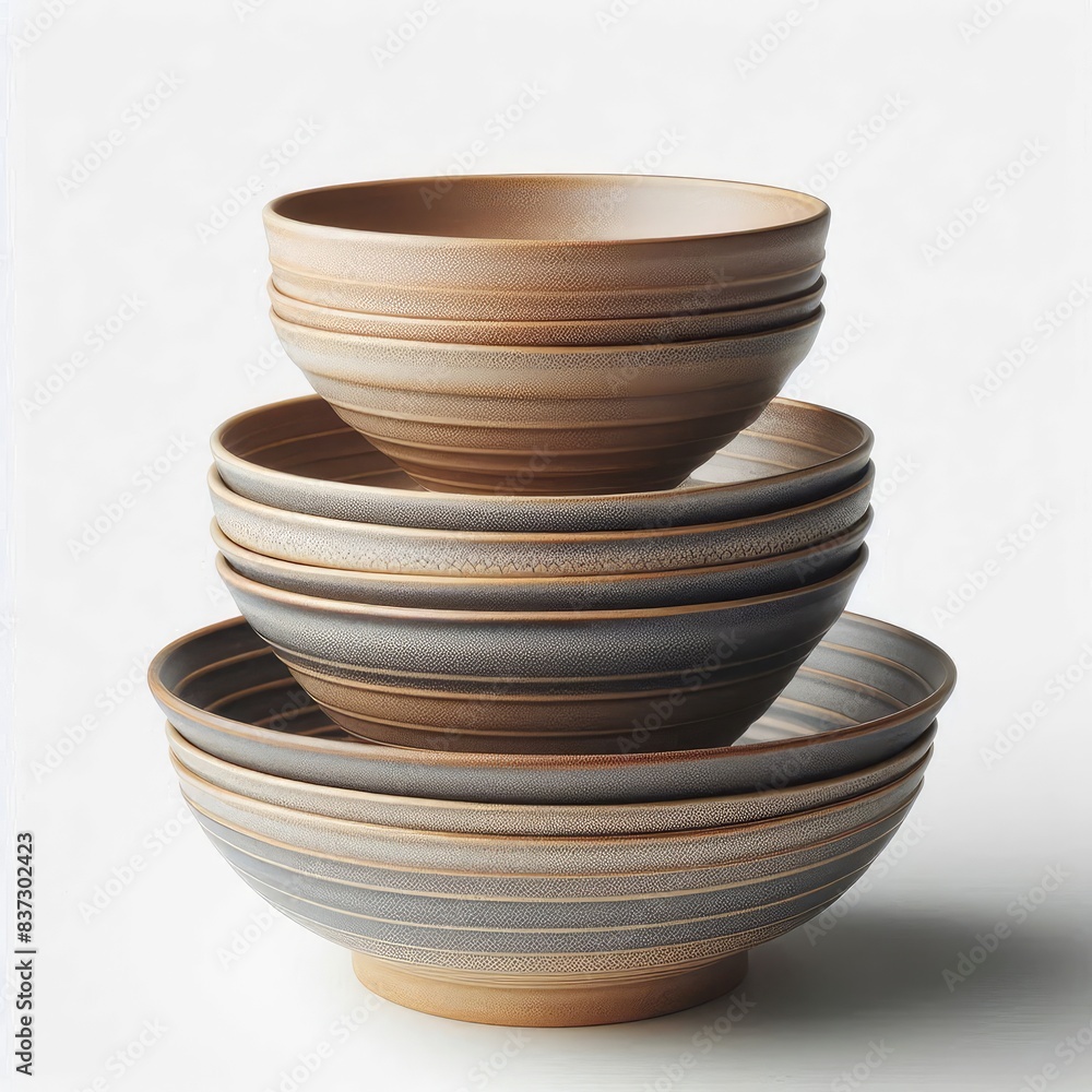 Stack of ceramic bowls isolated on a white background Stack of ceramic bowls isolated on a white background