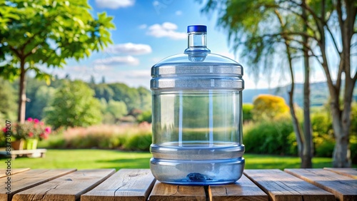 Refillable water gallon for dispenser with fresh drinking water photo