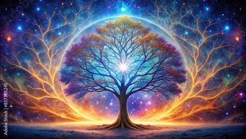 A beautiful stock photo of the universe depicted as the Tree of Life photo